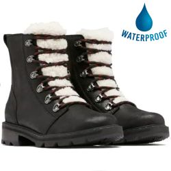 Sorel Women's Lennox Lace Cozy Waterproof Boots - Black Nocturnal Red