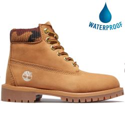 Timberland Junior Women's 6 Inch Premium Waterproof Yellow Boots - Wheat Camo - A2FQ3