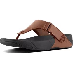 FitFlop Men's Trakk II Leather Toe Post Sandals - Dark Tan (277)