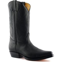 Grinders Unisex Louisiana Leather Western Cowboy Boots - Black