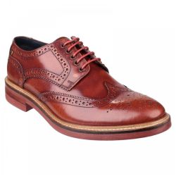 Base London Mens Woburn Brogue Shoe - Hi Shine Tan