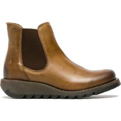 Fly London Salv Womens Leather Wedge Chelsea Ankle Boots - Camel