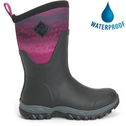 Muck Boots Women's Arctic Sport Mid Wellington Boots - Black Magenta