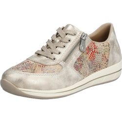 Rieker Women's N1112 Zip Lace UP Shoes Trainers - Silver Beige Multi