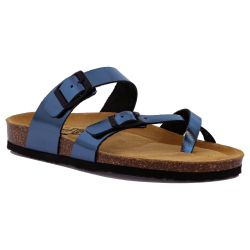 Plakton Women's Savannah Strappy Toe Post Sandals - Metal Lux 2024 Navy