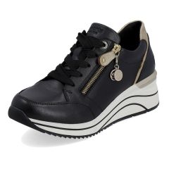 Remonte Women's D0T03 Wedge Trainers - Black Gold