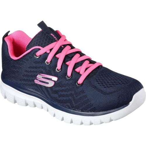 Skechers Womens Graceful Get Connected Wide Fit Trainers Navy Hot Pink