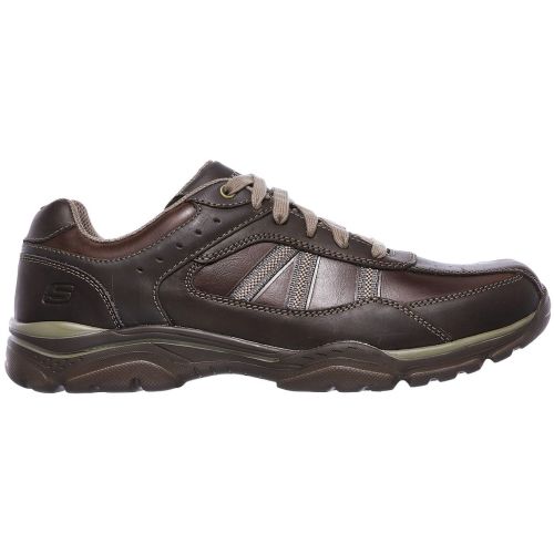 Skechers Mens Rovato Texon Extra Wide Leather Lace Shoes - Chocolate