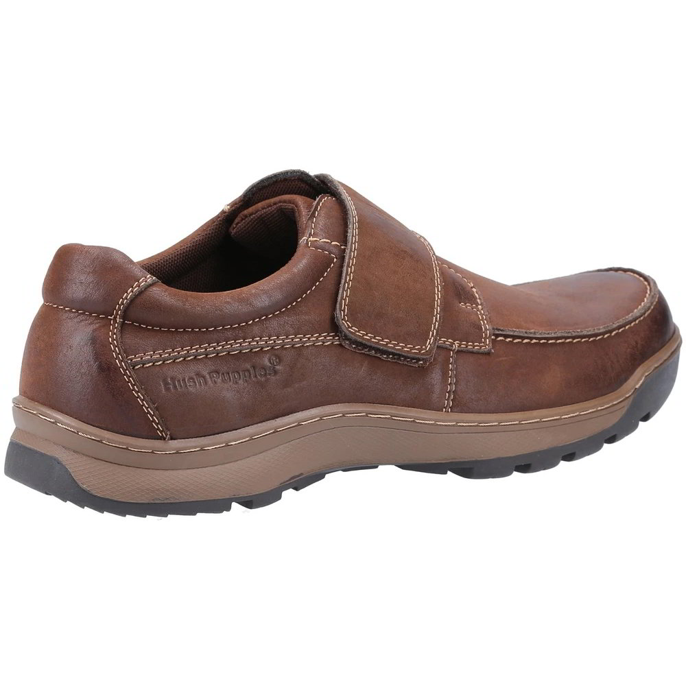 Hush Puppies Mens Casper Slip On Velcro Shoes - Brown UK 9 2951